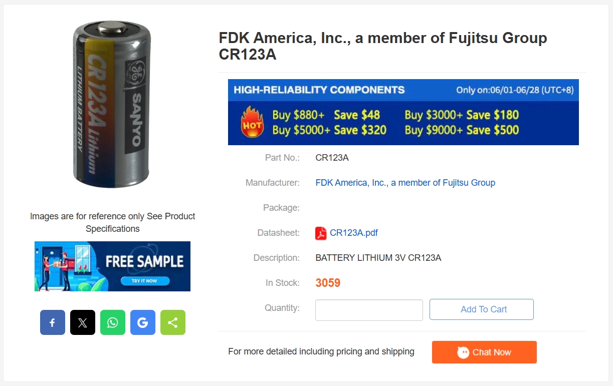 FDK America, Inc., a member of Fujitsu Group CR123A